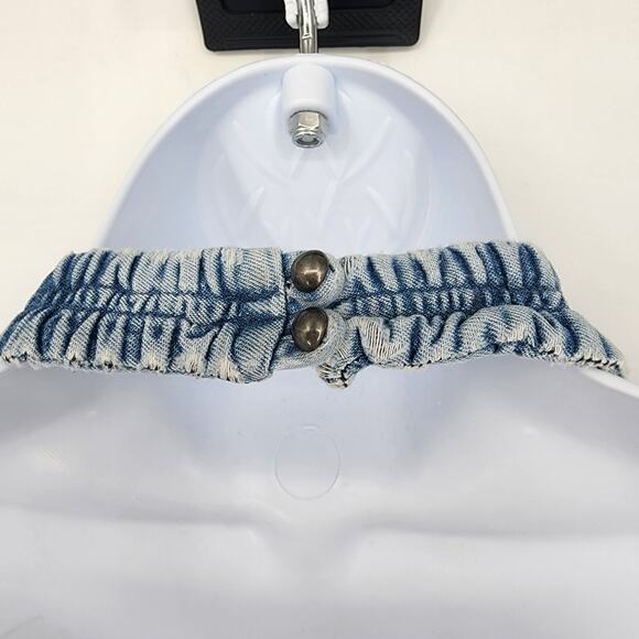 GRLFRND Halter Denim Jean Vanessa Dress in Good with Trouble Size Medium - Picture 4 of 7